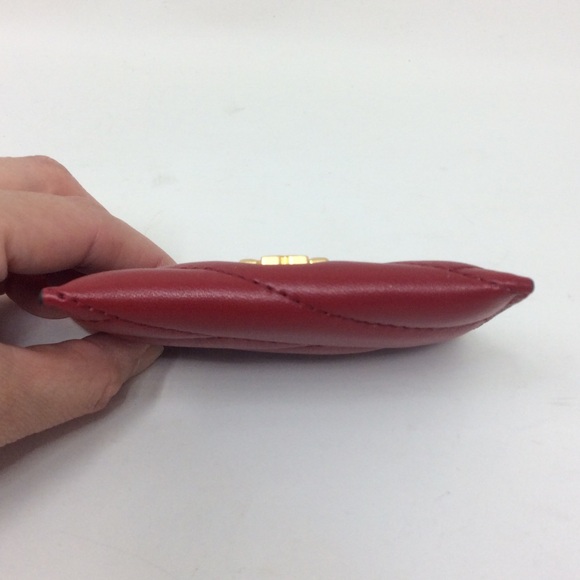 Authentic Tory Burch Kira Chevron Card Case Wallet Red - Picture 5 of 10